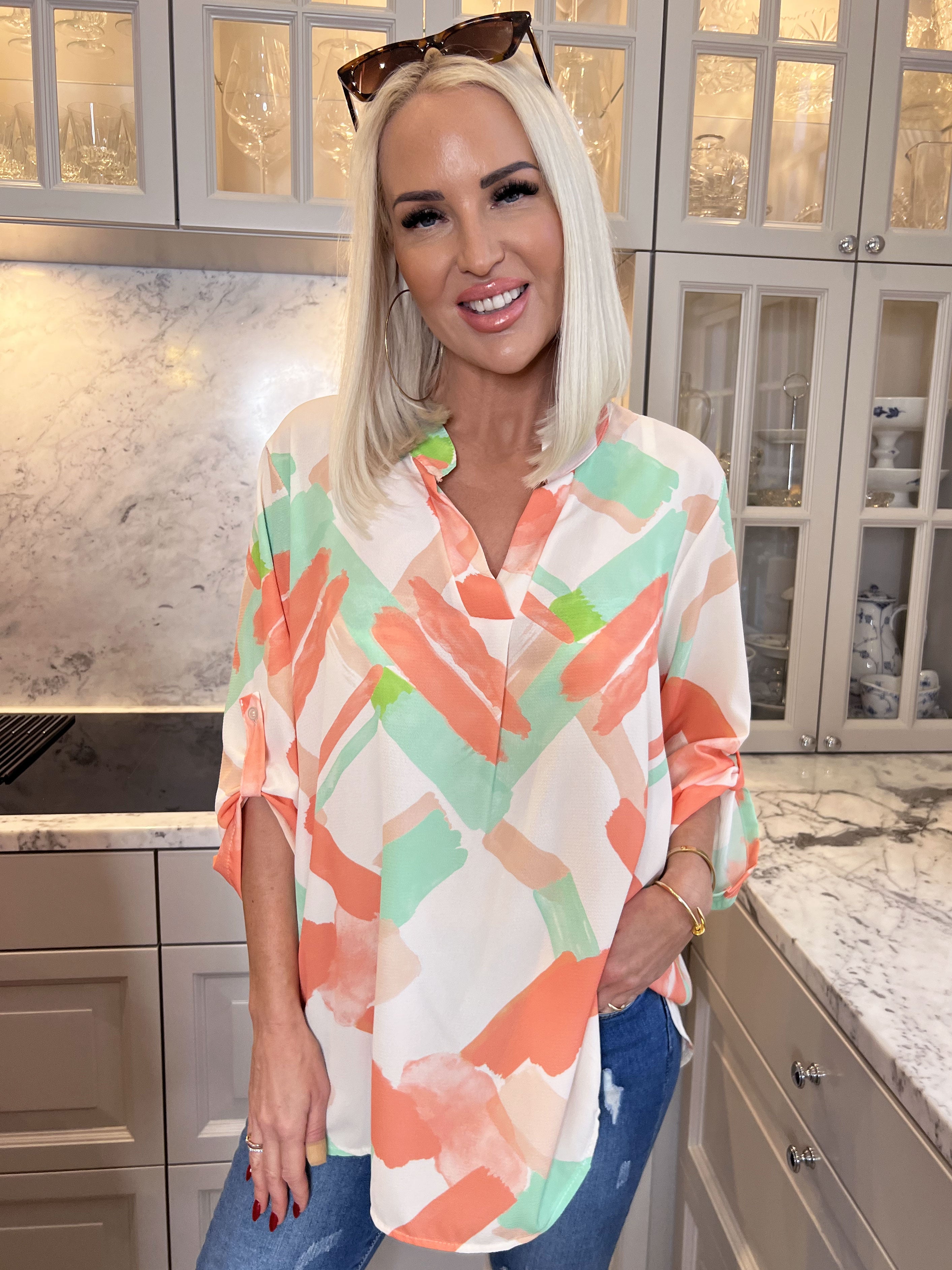 Vanesa Art - Mönstrad flerfärgad tunika